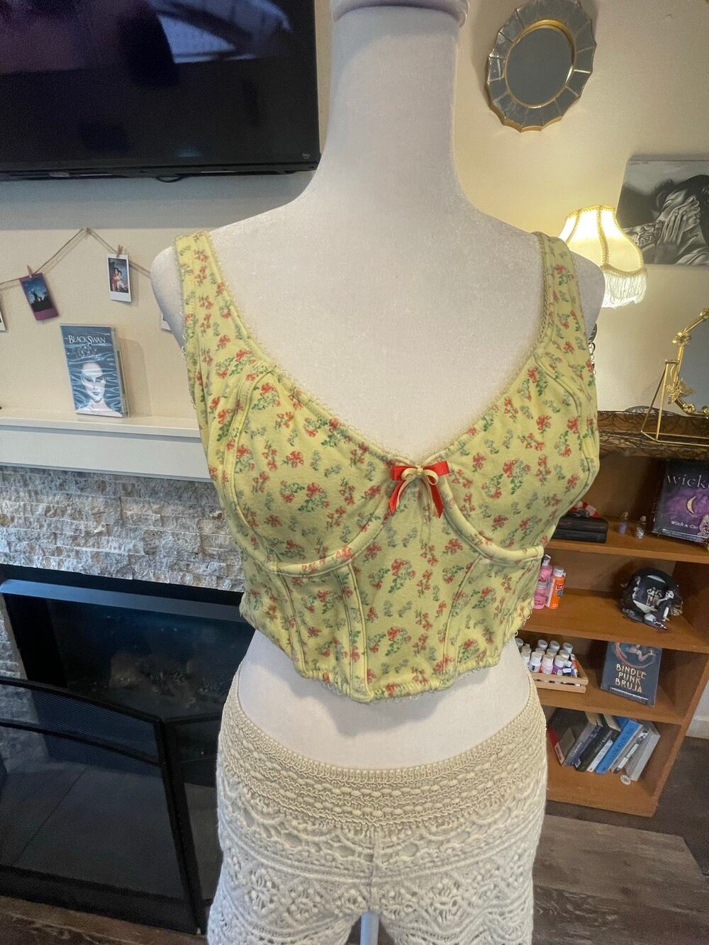lounge sweet yellow floral corest top